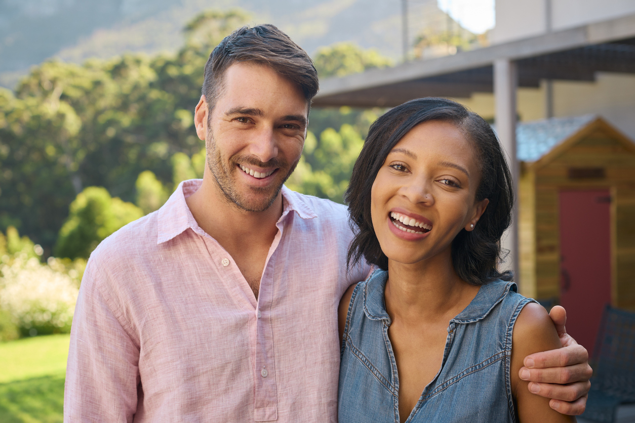couple embracing after rebuilding trust.