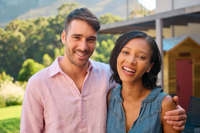 couple embracing after rebuilding trust.